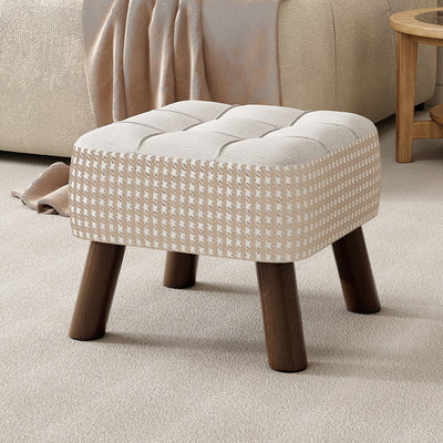 Modern Minimalist Stackable Square Solid Wood Fabric Sponge Low Stool Backless Armless For Hallway