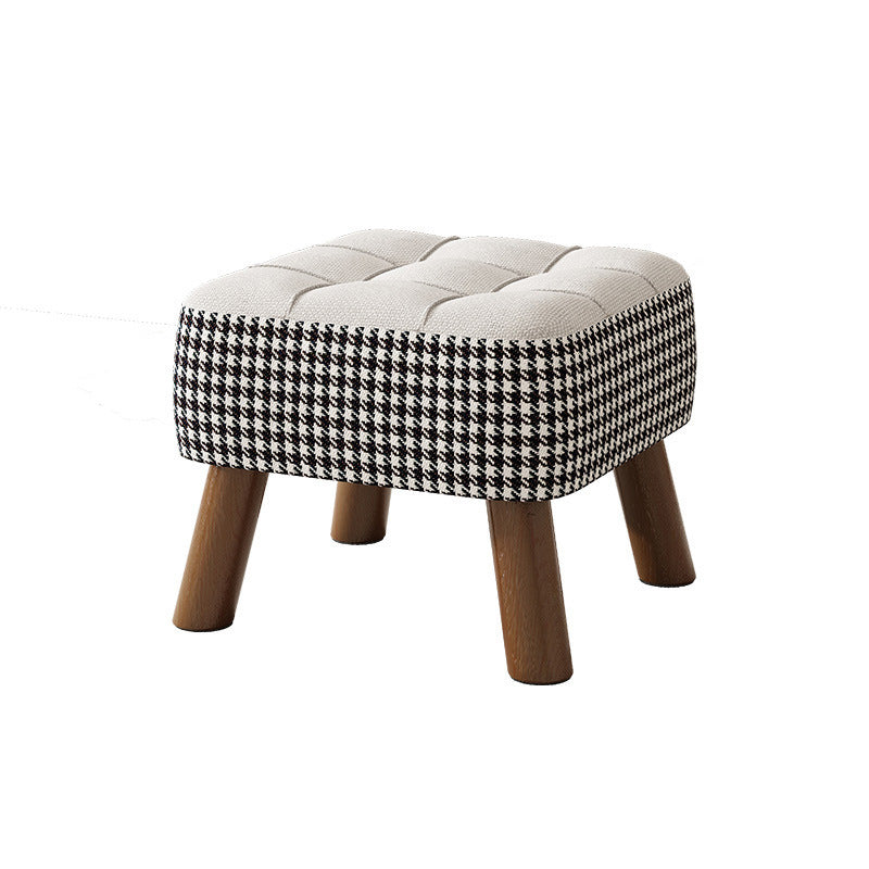 Modern Minimalist Stackable Square Solid Wood Fabric Sponge Low Stool Backless Armless For Hallway