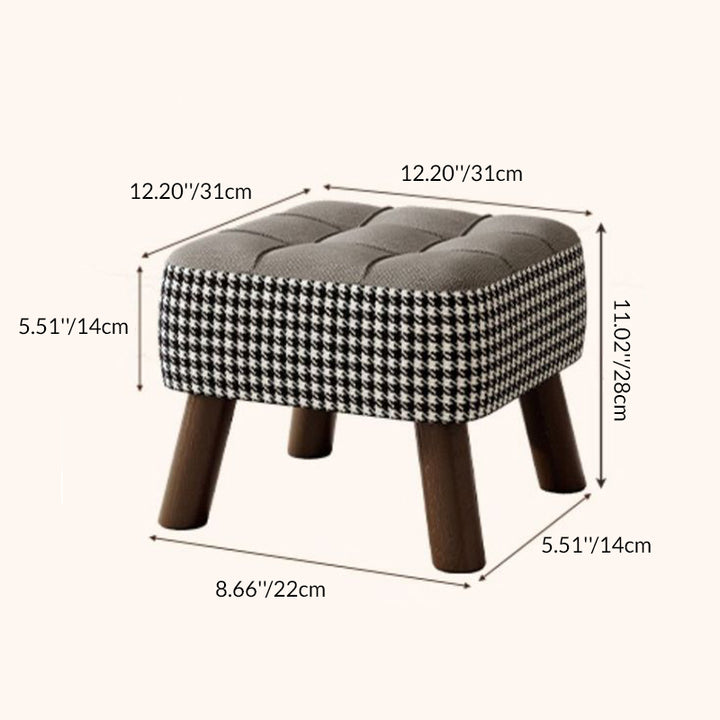 Modern Minimalist Stackable Square Solid Wood Fabric Sponge Low Stool Backless Armless For Hallway