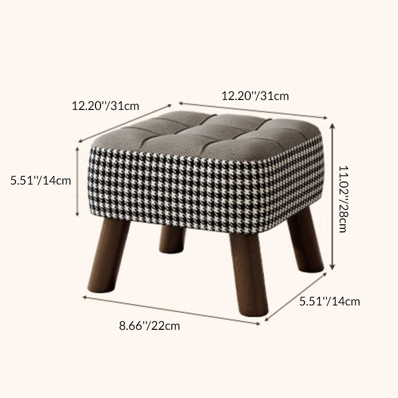 Modern Minimalist Stackable Square Solid Wood Fabric Sponge Low Stool Backless Armless For Hallway