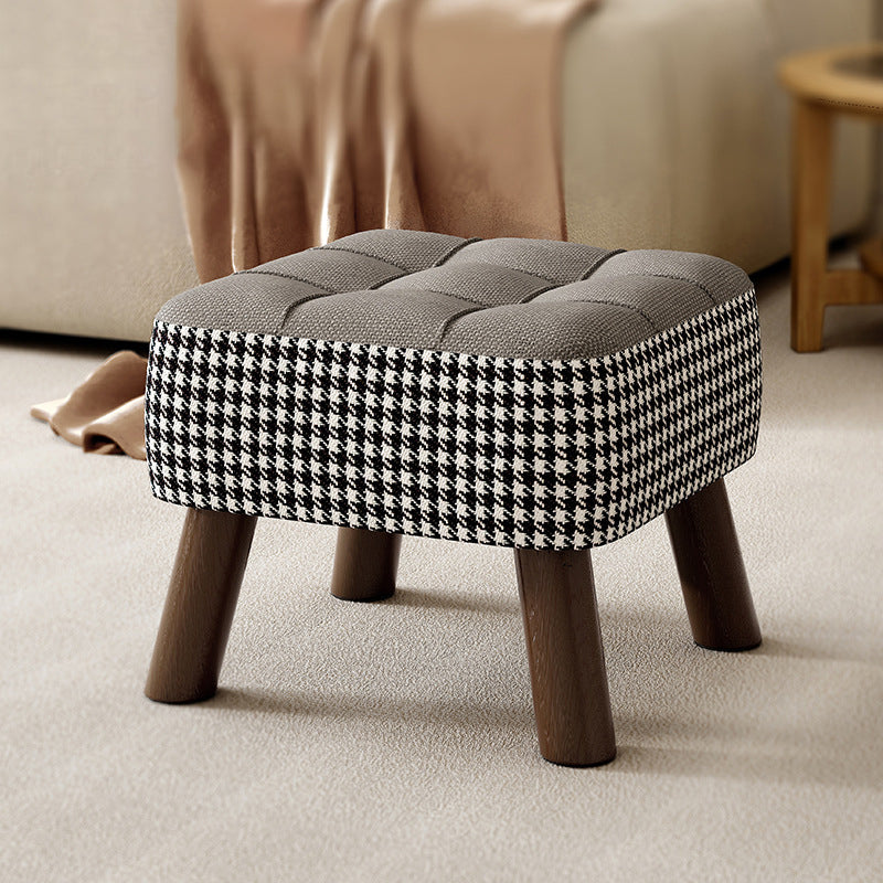 Modern Minimalist Stackable Square Solid Wood Fabric Sponge Low Stool Backless Armless For Hallway