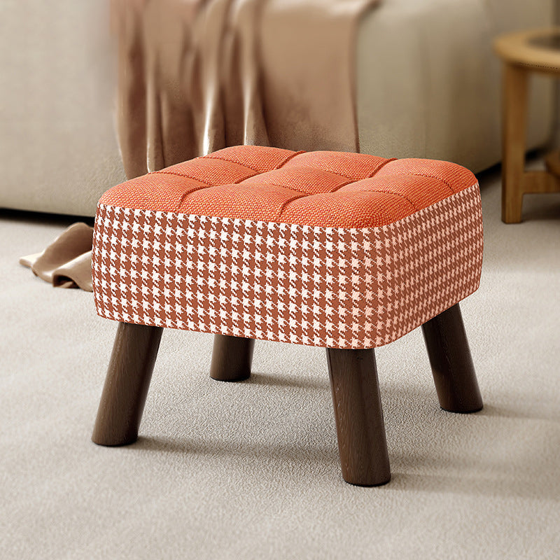 Modern Minimalist Stackable Square Solid Wood Fabric Sponge Low Stool Backless Armless For Hallway