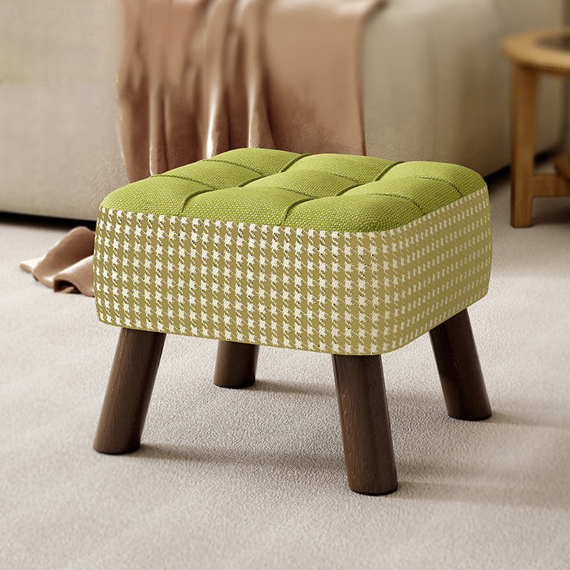 Modern Minimalist Stackable Square Solid Wood Fabric Sponge Low Stool Backless Armless For Hallway