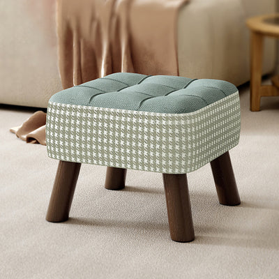 Modern Minimalist Stackable Square Solid Wood Fabric Sponge Low Stool Backless Armless For Hallway