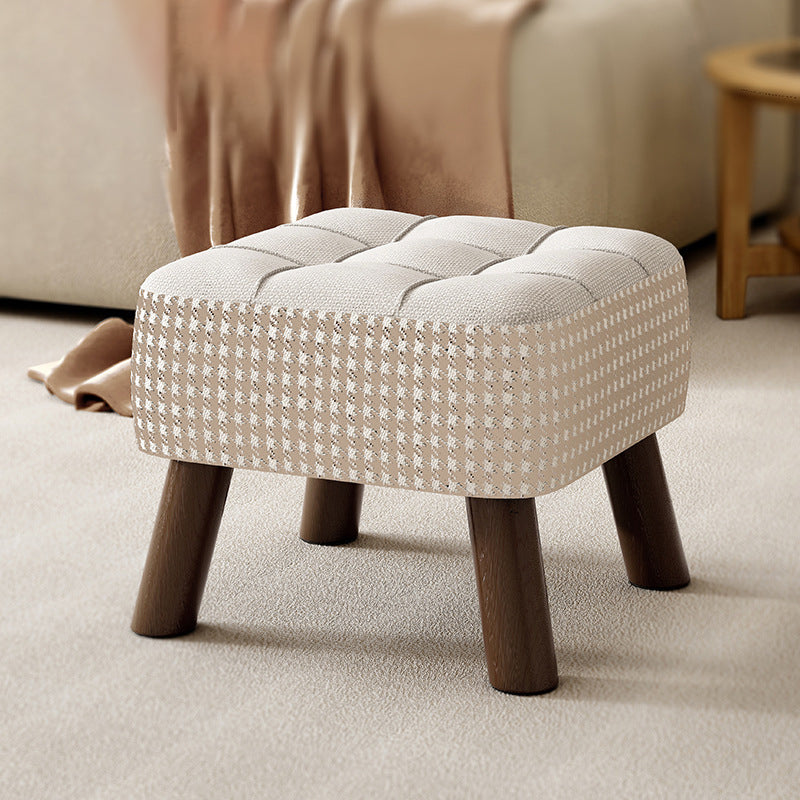 Modern Minimalist Stackable Square Solid Wood Fabric Sponge Low Stool Backless Armless For Hallway
