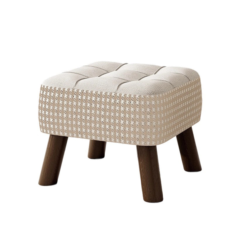 Modern Minimalist Stackable Square Solid Wood Fabric Sponge Low Stool Backless Armless For Hallway