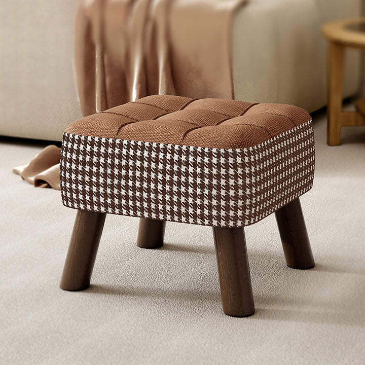 Modern Minimalist Stackable Square Solid Wood Fabric Sponge Low Stool Backless Armless For Hallway