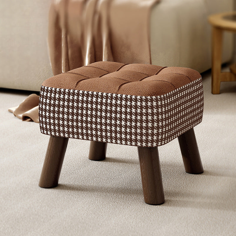 Modern Minimalist Stackable Square Solid Wood Fabric Sponge Low Stool Backless Armless For Hallway