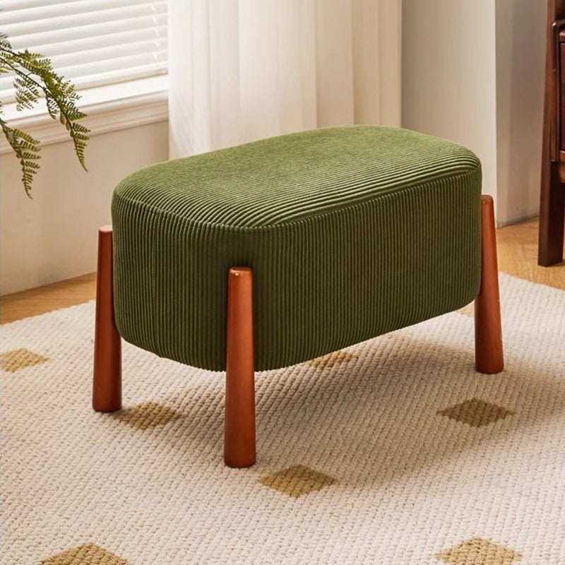 Modern Minimalist Oval Rubberwood Corduroy Teddy Fleece Faux Mink Fur Yarn Sponge Low Stool Backless Armless For Hallway