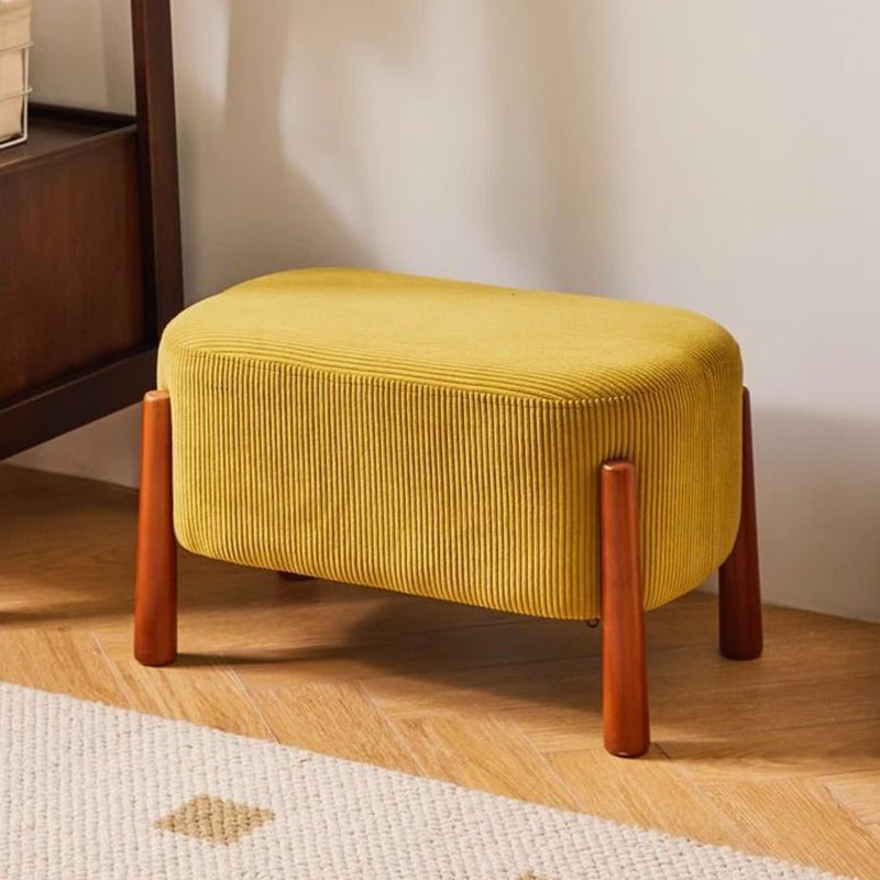 Modern Minimalist Oval Rubberwood Corduroy Teddy Fleece Faux Mink Fur Yarn Sponge Low Stool Backless Armless For Hallway