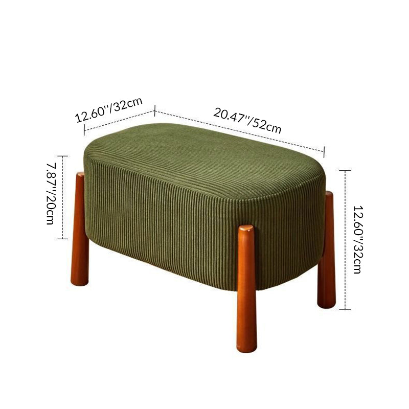 Modern Minimalist Oval Solid Wood Corduroy Teddy Fleece Faux Mink Fur Yarn Sponge Low Stool Backless Armless For Hallway