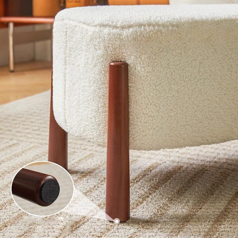 Modern Minimalist Oval Rubberwood Corduroy Teddy Fleece Faux Mink Fur Yarn Sponge Low Stool Backless Armless For Hallway