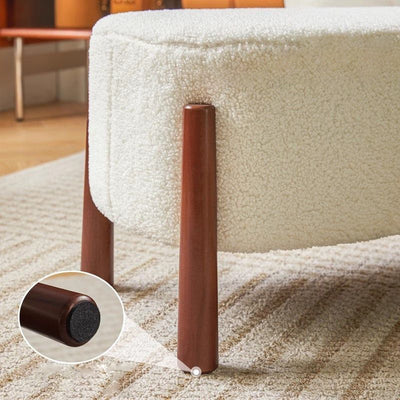 Modern Minimalist Oval Solid Wood Corduroy Teddy Fleece Faux Mink Fur Yarn Sponge Low Stool Backless Armless For Hallway