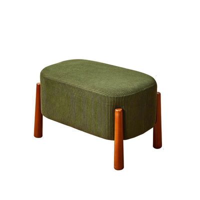 Modern Minimalist Oval Solid Wood Corduroy Teddy Fleece Faux Mink Fur Yarn Sponge Low Stool Backless Armless For Hallway