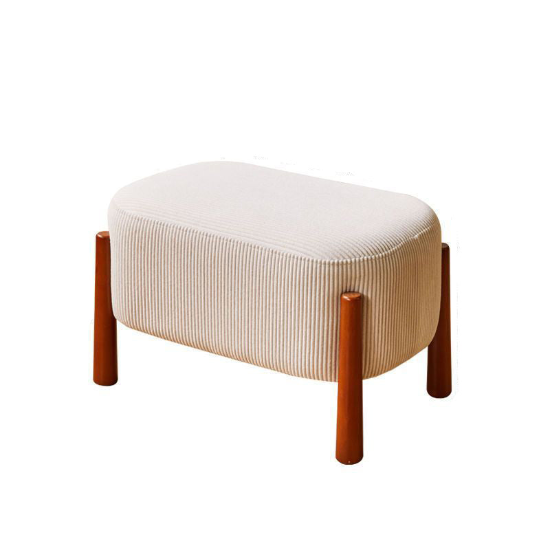 Modern Minimalist Oval Solid Wood Corduroy Teddy Fleece Faux Mink Fur Yarn Sponge Low Stool Backless Armless For Hallway