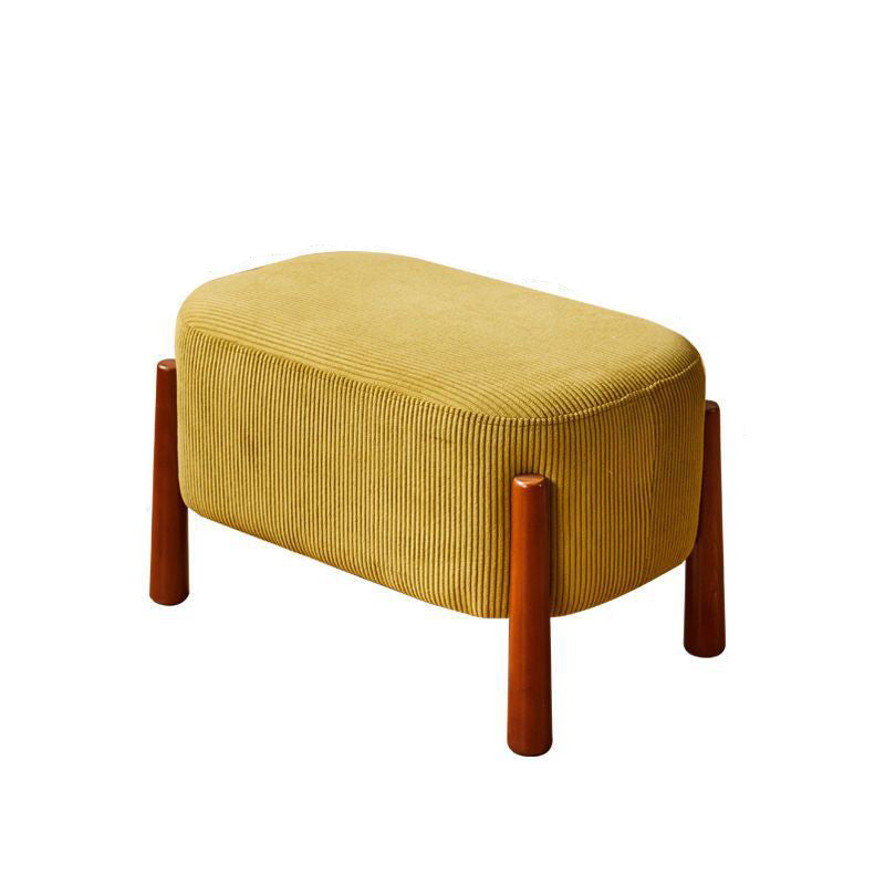 Modern Minimalist Oval Rubberwood Corduroy Teddy Fleece Faux Mink Fur Yarn Sponge Low Stool Backless Armless For Hallway