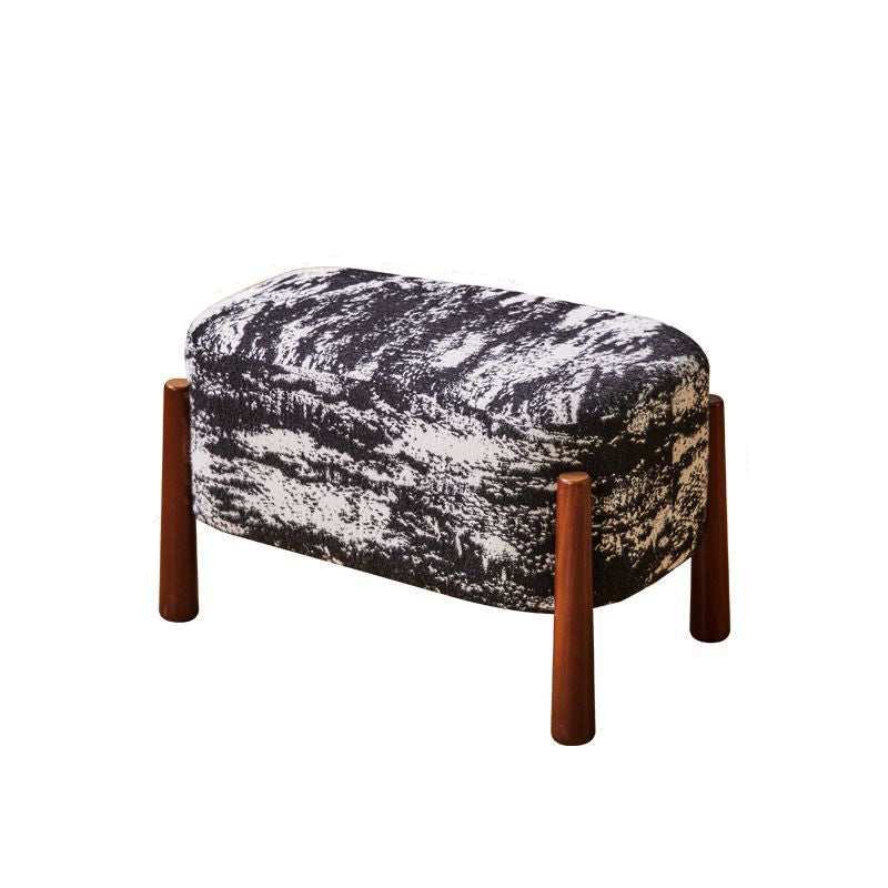 Modern Minimalist Oval Rubberwood Corduroy Teddy Fleece Faux Mink Fur Yarn Sponge Low Stool Backless Armless For Hallway
