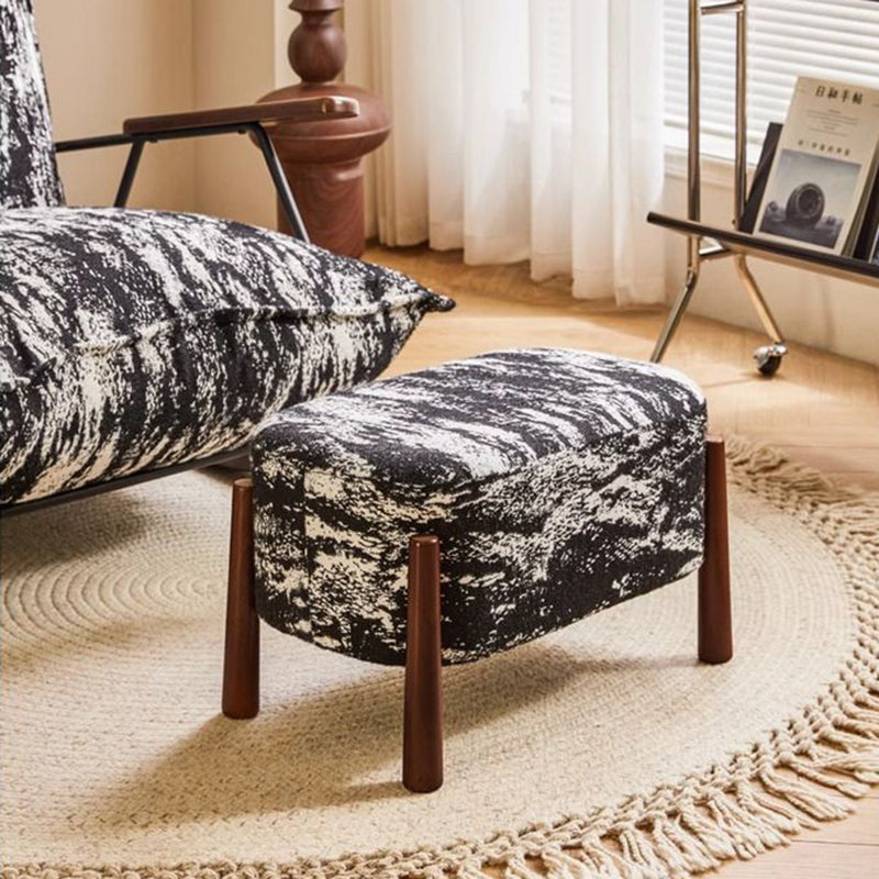 Modern Minimalist Oval Rubberwood Corduroy Teddy Fleece Faux Mink Fur Yarn Sponge Low Stool Backless Armless For Hallway