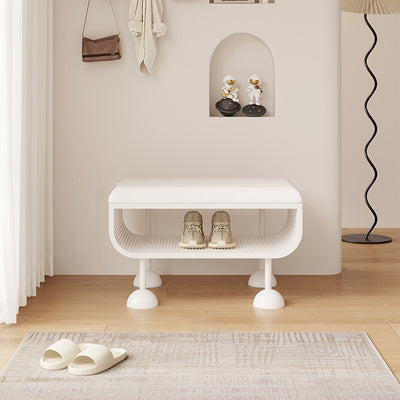 Contemporary Nordic Rectangular Carbon Steel Faux Leather Sponge Shoe Bench Backless Armless For Entryway