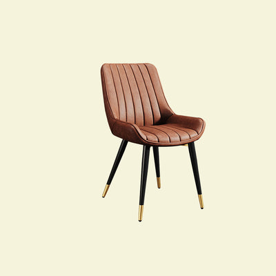 Modern Minimalist Rectangular Carbon Steel Faux Leather Sponge Dining Chair Backrest Armless For Dining Room