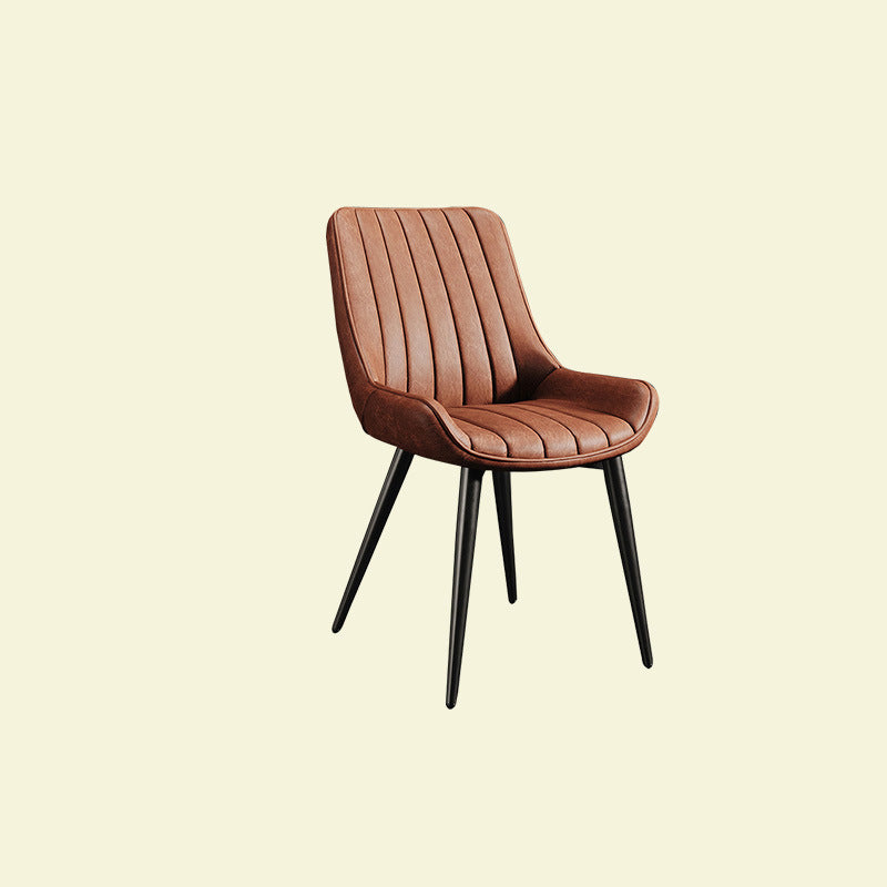 Modern Minimalist Rectangular Carbon Steel Faux Leather Sponge Dining Chair Backrest Armless For Dining Room