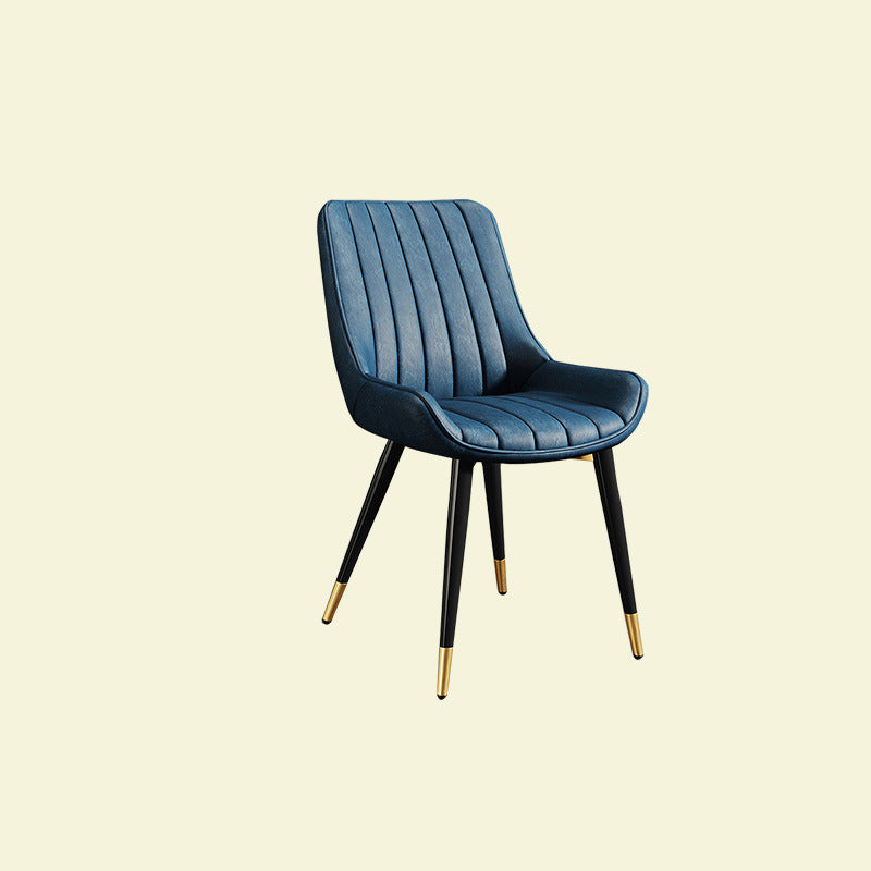 Modern Minimalist Rectangular Carbon Steel Faux Leather Sponge Dining Chair Backrest Armless For Dining Room