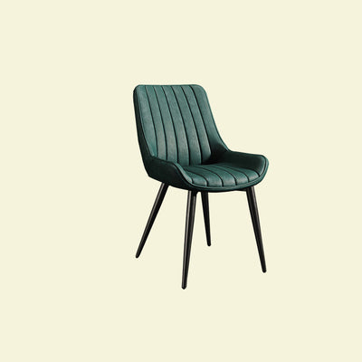 Modern Minimalist Rectangular Carbon Steel Faux Leather Sponge Dining Chair Backrest Armless For Dining Room