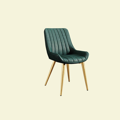 Modern Minimalist Rectangular Carbon Steel Faux Leather Sponge Dining Chair Backrest Armless For Dining Room