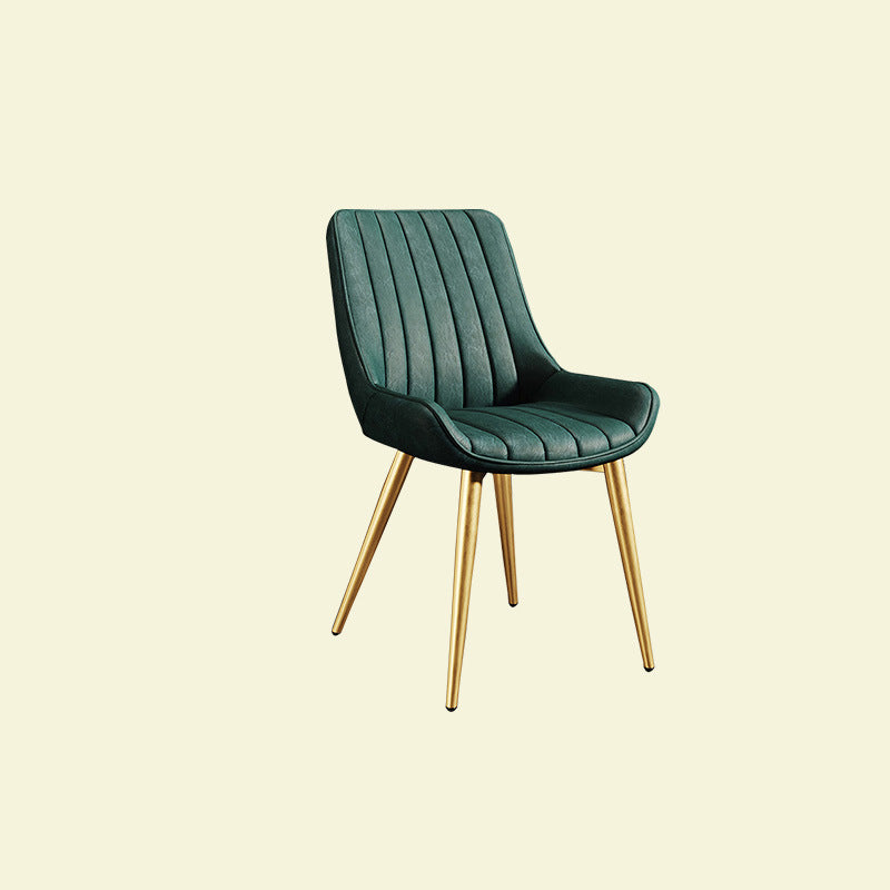 Modern Minimalist Rectangular Carbon Steel Faux Leather Sponge Dining Chair Backrest Armless For Dining Room