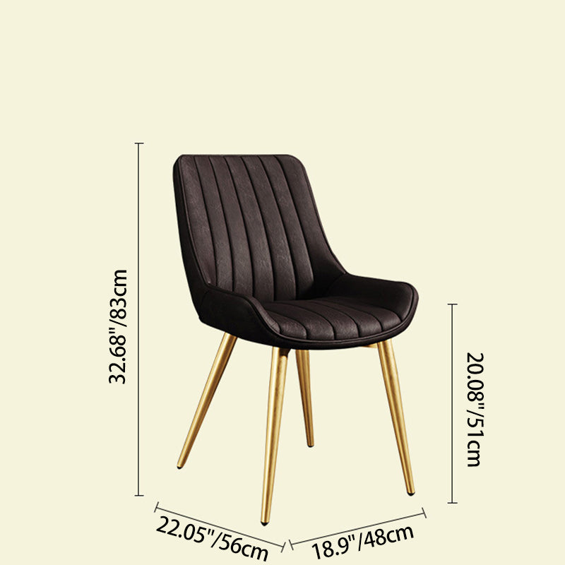 Modern Minimalist Rectangular Carbon Steel Faux Leather Sponge Dining Chair Backrest Armless For Dining Room