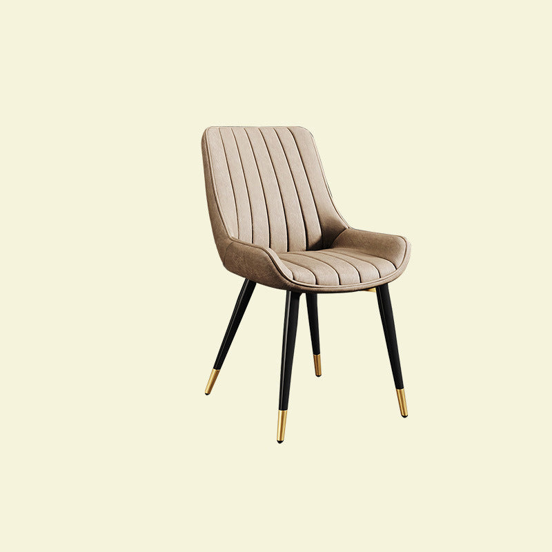 Modern Minimalist Rectangular Carbon Steel Faux Leather Sponge Dining Chair Backrest Armless For Dining Room