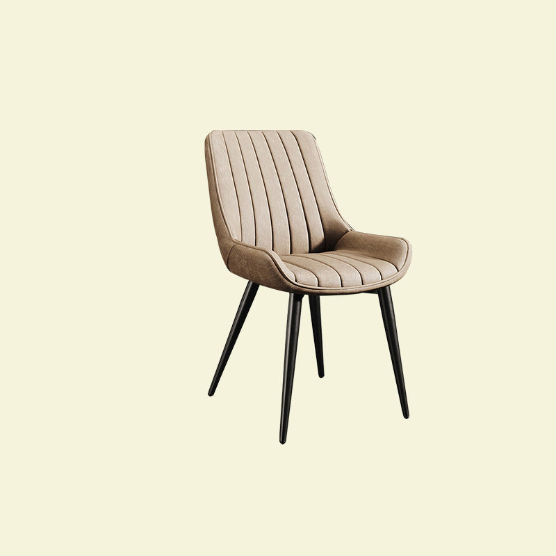 Modern Minimalist Rectangular Carbon Steel Faux Leather Sponge Dining Chair Backrest Armless For Dining Room