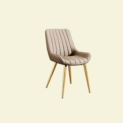 Modern Minimalist Rectangular Carbon Steel Faux Leather Sponge Dining Chair Backrest Armless For Dining Room
