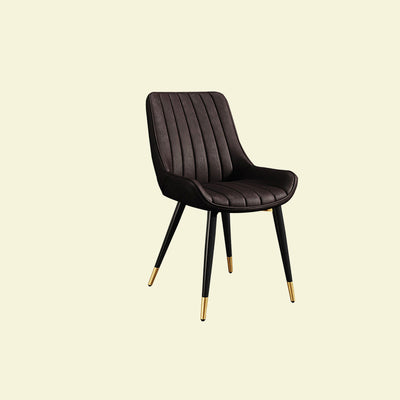 Modern Minimalist Rectangular Carbon Steel Faux Leather Sponge Dining Chair Backrest Armless For Dining Room