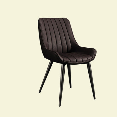 Modern Minimalist Rectangular Carbon Steel Faux Leather Sponge Dining Chair Backrest Armless For Dining Room