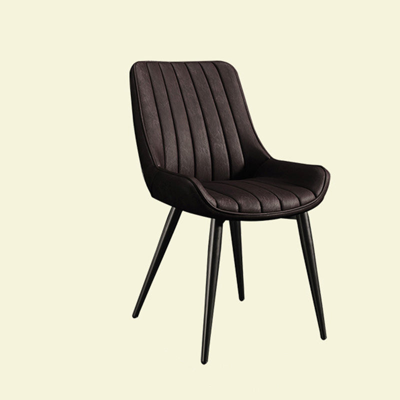 Modern Minimalist Rectangular Carbon Steel Faux Leather Sponge Dining Chair Backrest Armless For Dining Room