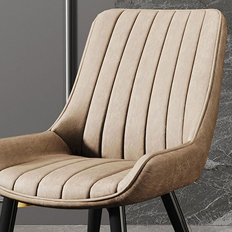 Modern Minimalist Rectangular Carbon Steel Faux Leather Sponge Dining Chair Backrest Armless For Dining Room