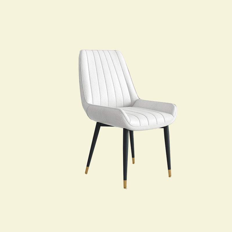 Modern Minimalist Rectangular Carbon Steel Faux Leather Sponge Dining Chair Backrest Armless For Dining Room
