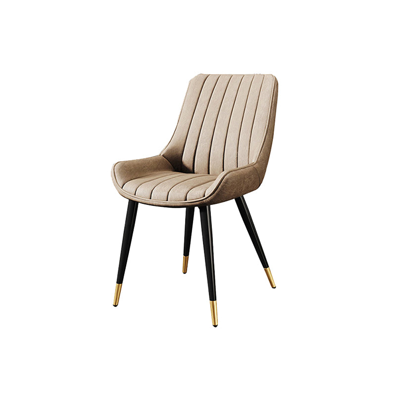 Modern Minimalist Rectangular Carbon Steel Faux Leather Sponge Dining Chair Backrest Armless For Dining Room