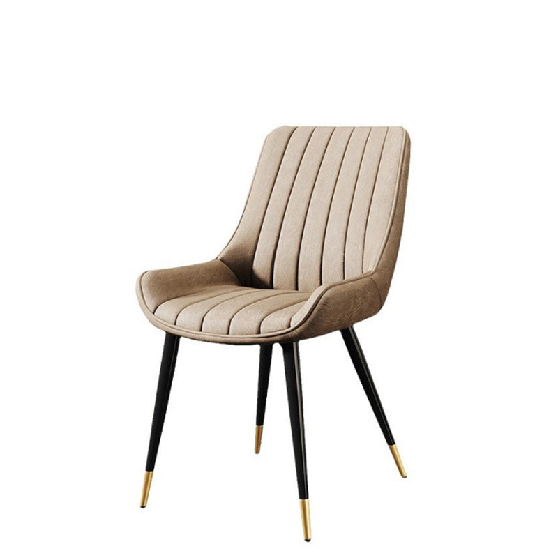 Modern Minimalist Rectangular Carbon Steel Faux Leather Sponge Dining Chair Backrest Armless For Dining Room