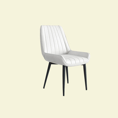 Modern Minimalist Rectangular Carbon Steel Faux Leather Sponge Dining Chair Backrest Armless For Dining Room