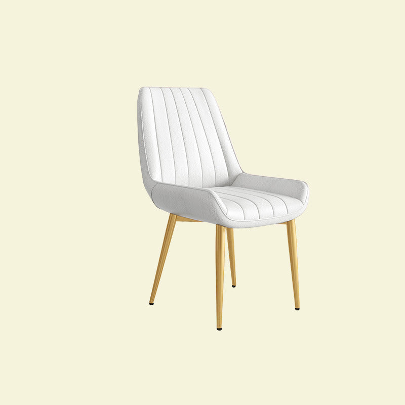Modern Minimalist Rectangular Carbon Steel Faux Leather Sponge Dining Chair Backrest Armless For Dining Room