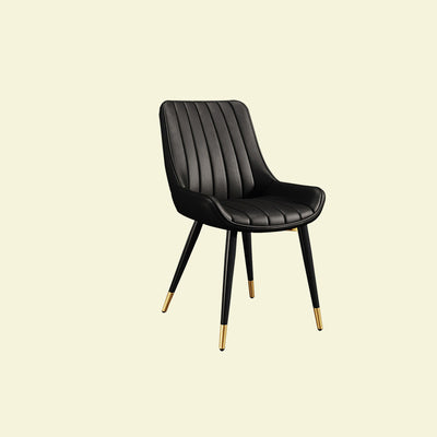 Modern Minimalist Rectangular Carbon Steel Faux Leather Sponge Dining Chair Backrest Armless For Dining Room
