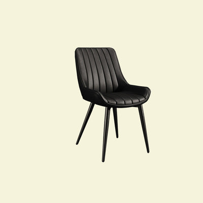 Modern Minimalist Rectangular Carbon Steel Faux Leather Sponge Dining Chair Backrest Armless For Dining Room