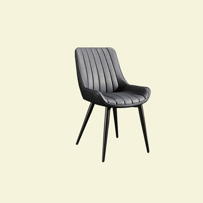 Modern Minimalist Rectangular Carbon Steel Faux Leather Sponge Dining Chair Backrest Armless For Dining Room