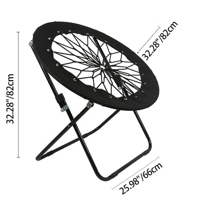 Modern Minimalist Foldable Round Iron Alloy Nylon Rope Weaving Portable Camping Chair Backrest Armless For Garden
