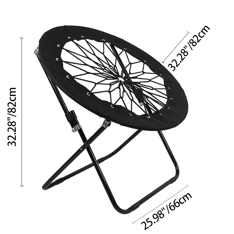 Modern Minimalist Foldable Round Iron Alloy Nylon Rope Weaving Portable Camping Chair Backrest Armless For Garden