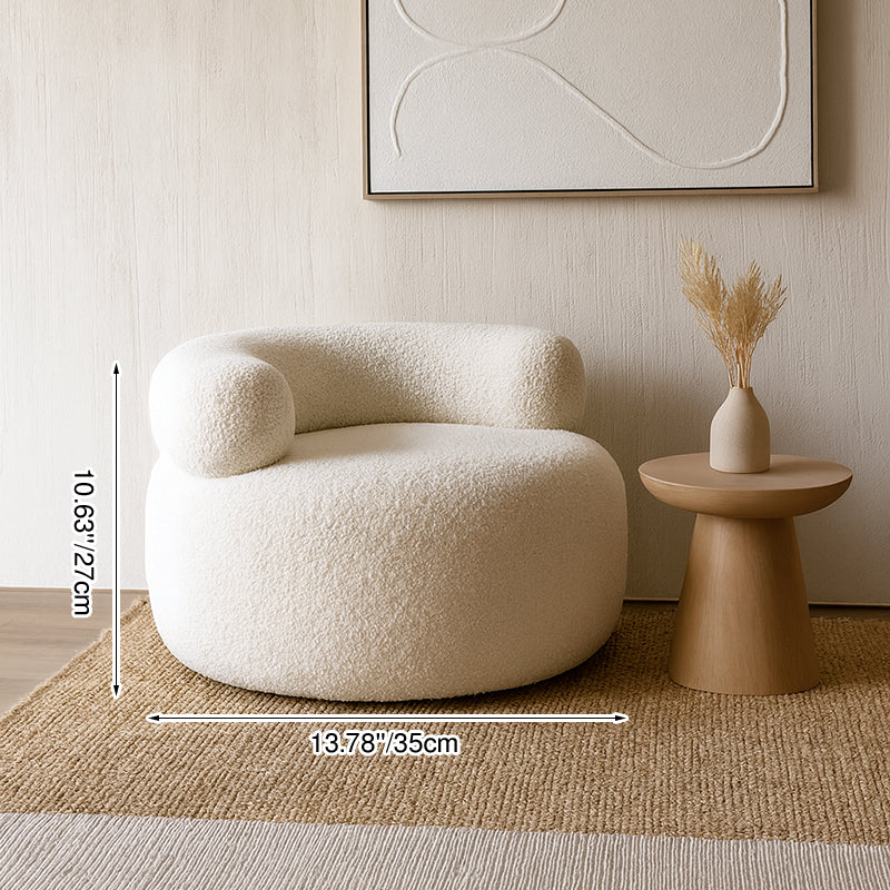 Contemporary Nordic Soft Fluffy Arc Solid Wood Sherpa Fabric Sponge Low Stool Backrest Armrest For Living Room