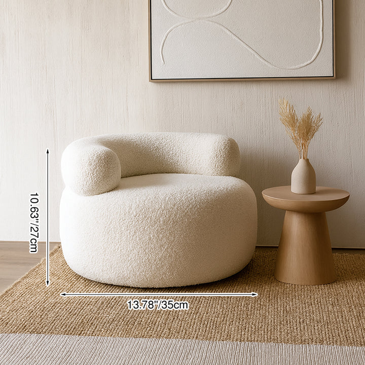 Contemporary Nordic Soft Fluffy Arc Solid Wood Sherpa Fabric Sponge Low Stool Backrest Armrest For Living Room