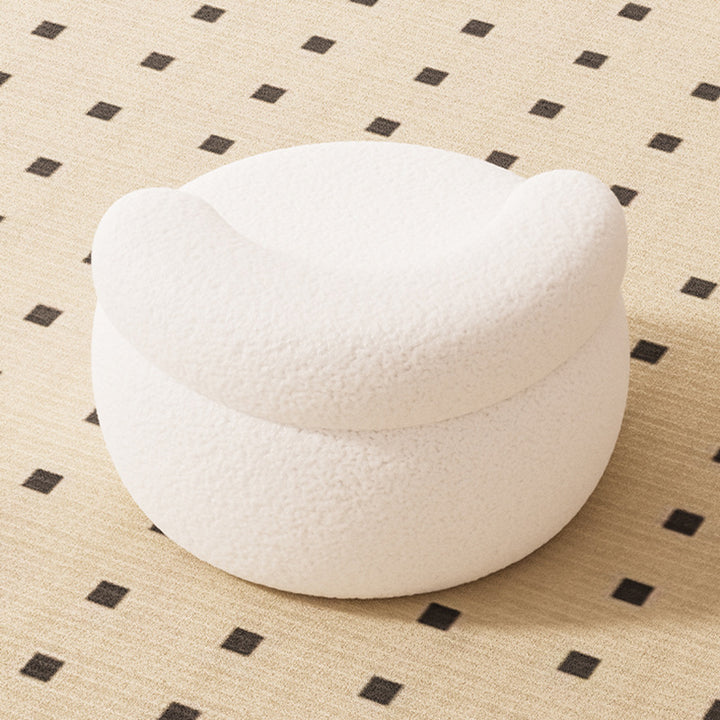 Contemporary Nordic Soft Fluffy Arc Solid Wood Sherpa Fabric Sponge Low Stool Backrest Armrest For Living Room